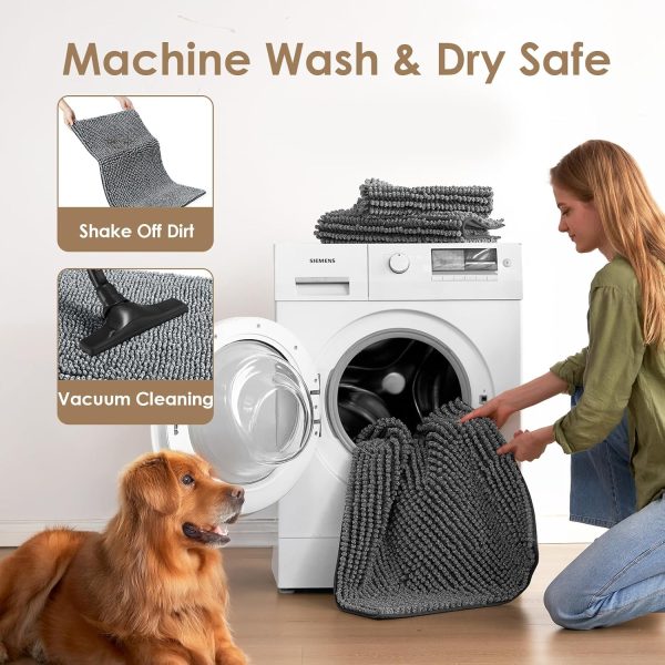 EHEYCIGA Dog Door Mat Super Absorbent Non Slip Chenille-7