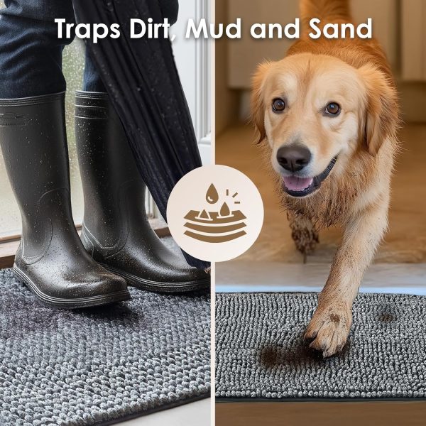 EHEYCIGA Dog Door Mat Super Absorbent Non Slip Chenille-3