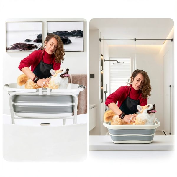 YUEPET Elevated Dog Bathtub Collapsible Stainless Steel-3