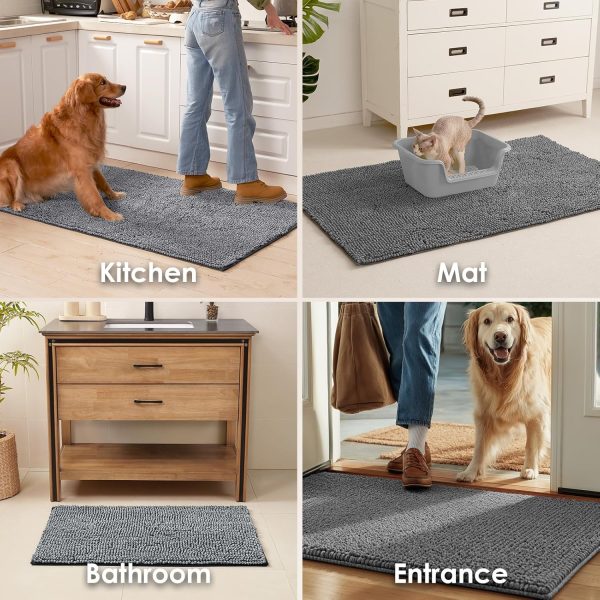 EHEYCIGA Dog Door Mat Super Absorbent Non Slip Chenille-6