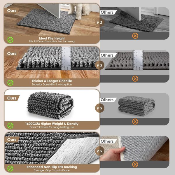 EHEYCIGA Dog Door Mat Super Absorbent Non Slip Chenille-1