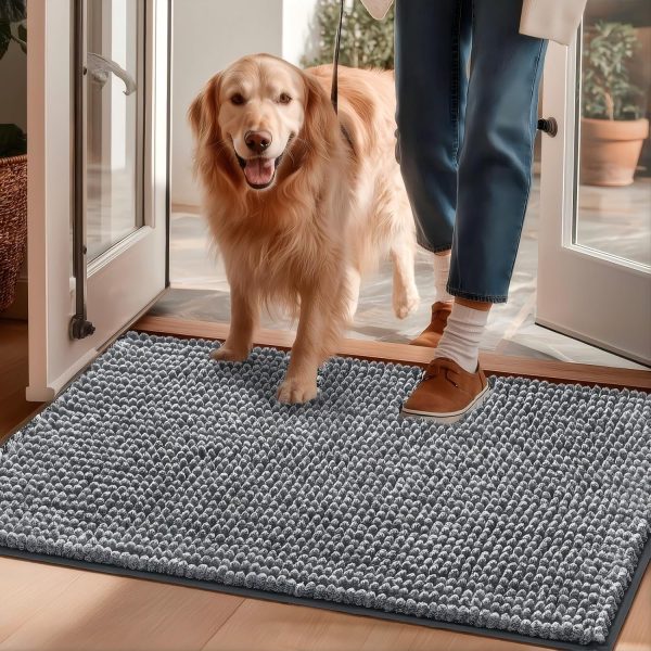 EHEYCIGA Dog Door Mat Super Absorbent Non Slip Chenille-0