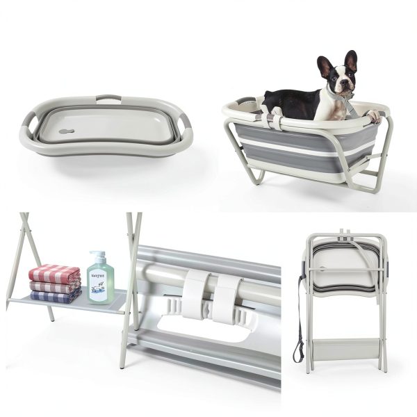 YUEPET Elevated Dog Bathtub Collapsible Stainless Steel-2