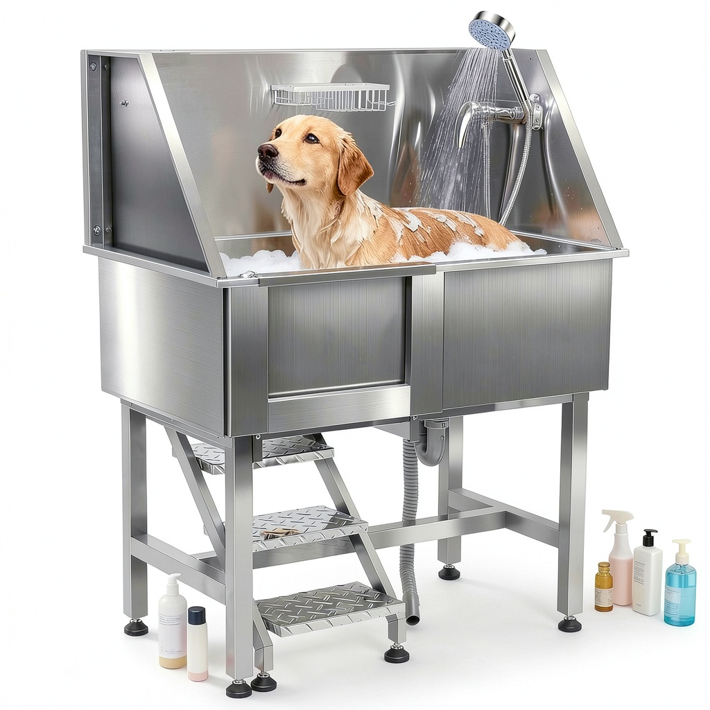 304 stainless steel dog washing station with dual-control showerhead
