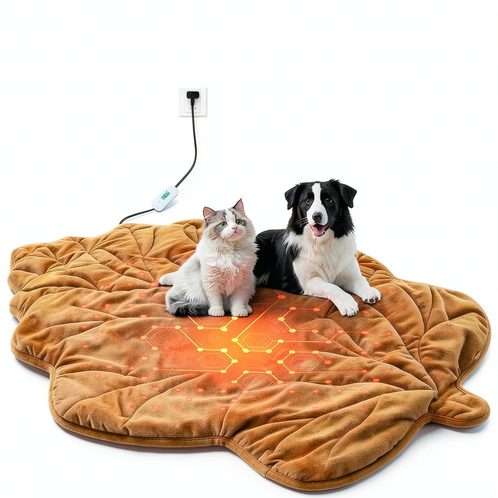Vagascape pet heating pad in a home setting with a cat resting on it