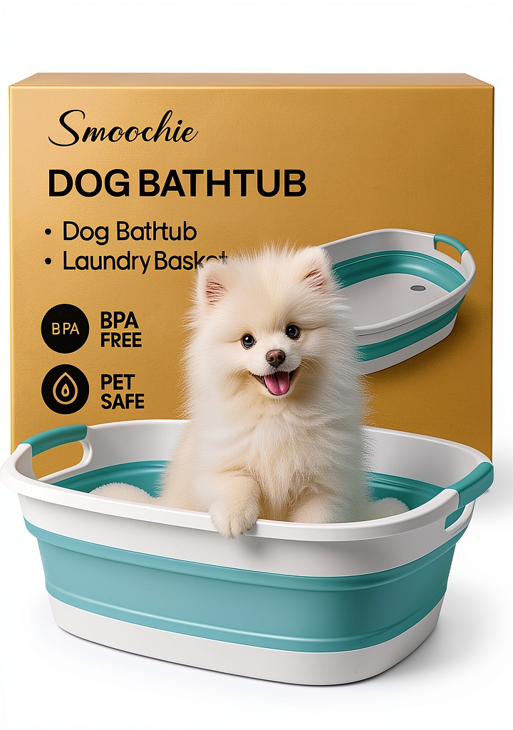 Smoochie dog bathtub in use during a pet bath