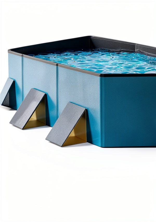 Peteast Dog Pool Blue PVC Foldable Pet Bath Tub-3