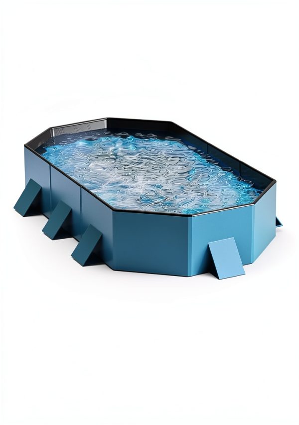 Peteast Dog Pool Blue PVC Foldable Pet Bath Tub-5