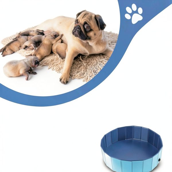 NATGAI Foldable Dog Whelping Box PVC Pet Pool Bath-2