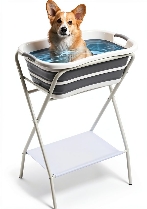 KHROOLT Elevated Dog Bathtub Foldable Design Pet Grooming-0