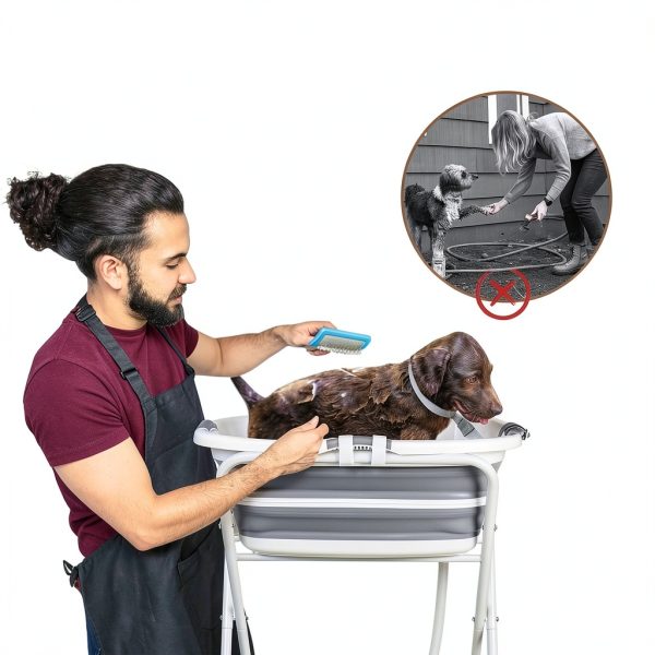 YUEPET Elevated Dog Bathtub Collapsible Stainless Steel-4