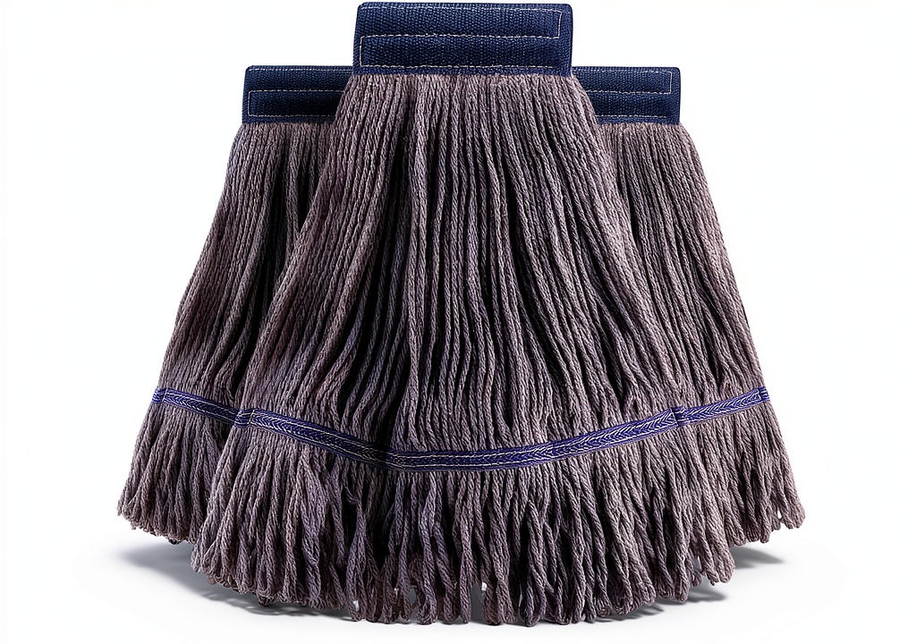 Installing Star Maktion Commercial Mop Head Replacement 3 Pack Light Blue on a wooden desk