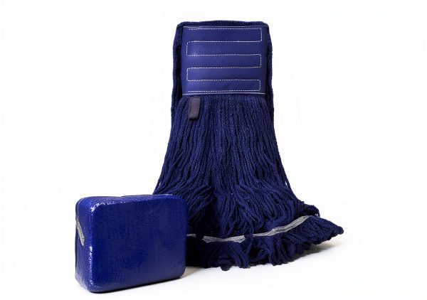 KLEEN HANDLER Blended Loop End Heavy Duty Mop Head Replacement, Wet Mop Refills for Industrial and Commercial Use, Dark Blue, 32 Oz (3-Pack)-1