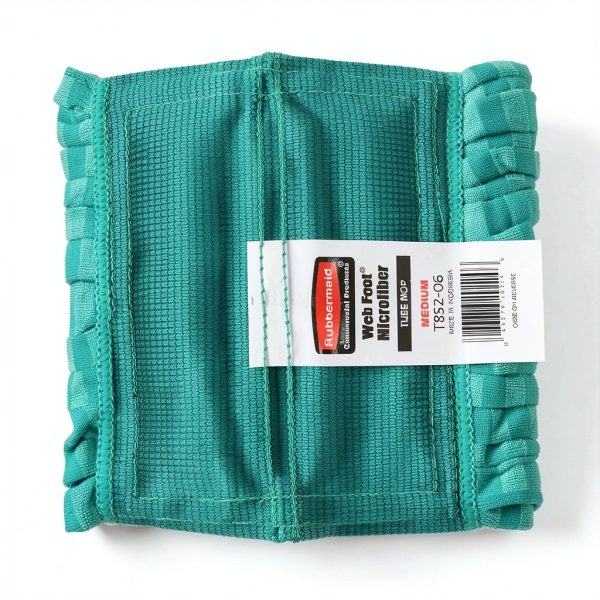 Rubbermaid Commercial Products Web Foot® Medium 20 Ounce Microfiber Tube Wet Mop 5" Headband Green for General Purpose Floor Cleaning Abrasive Cleaning and Heady-Duty Scrubbing-1