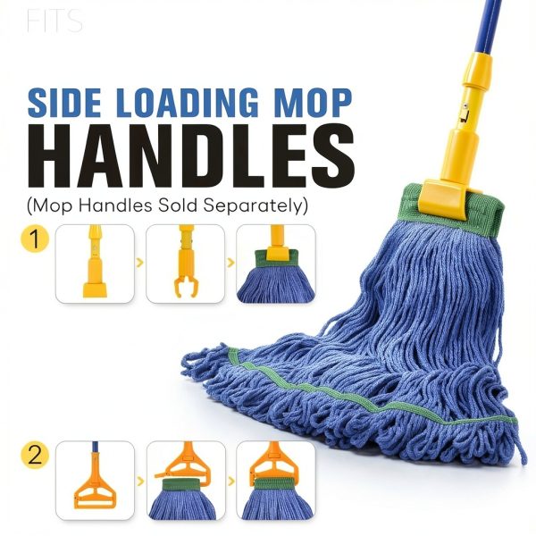 Matthew Cleaning Mop Head 5" Wide Looped Cotton Blend Medium Blue-3