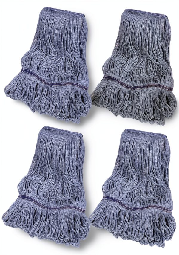 Commercial Mop Head Replacement Hibaby 4‑Pack Blue Cotton Looped Heads-0