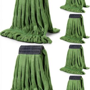 Lallisa 10 Pcs Commercial Mop Head Replacement Green 18oz Microfiber-0